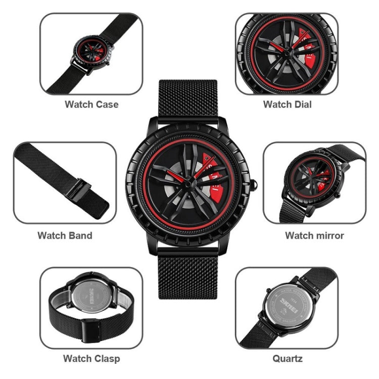 SKMEI 1634 Men Water-resistant Watch Fashion Quartz Watch(Black Steel Belt)