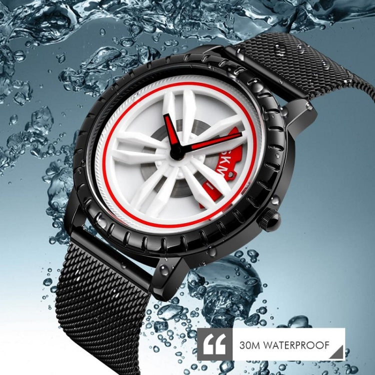 SKMEI 1634 Men Water-resistant Watch Fashion Quartz Watch(Black Steel Belt)
