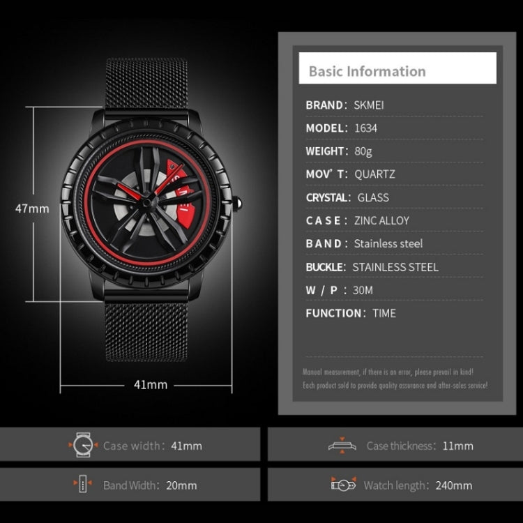 SKMEI 1634 Men Water-resistant Watch Fashion Quartz Watch(Black Steel Belt)