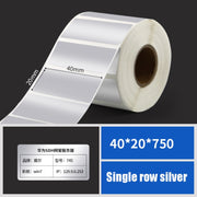 Printing Paper Dumb Silver Paper Plane Equipment Fixed Asset Label for NIIMBOT B50W, Size: 40x20mm Silver