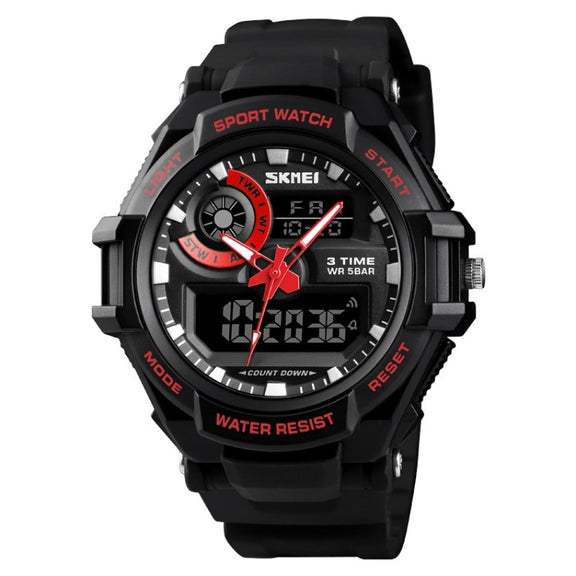 SKMEI 1357 Mens Multifunctional Sports Digital Watch Student Water-resistant Watch(Red)
