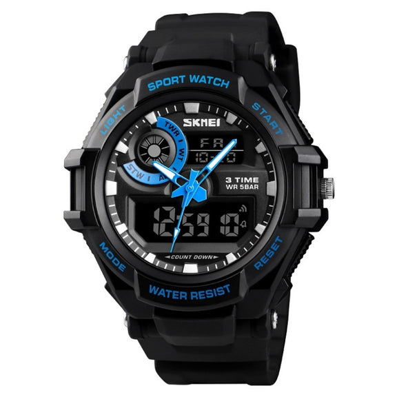 SKMEI 1357 Mens Multifunctional Sports Digital Watch Student Water-resistant Watch(Blue)