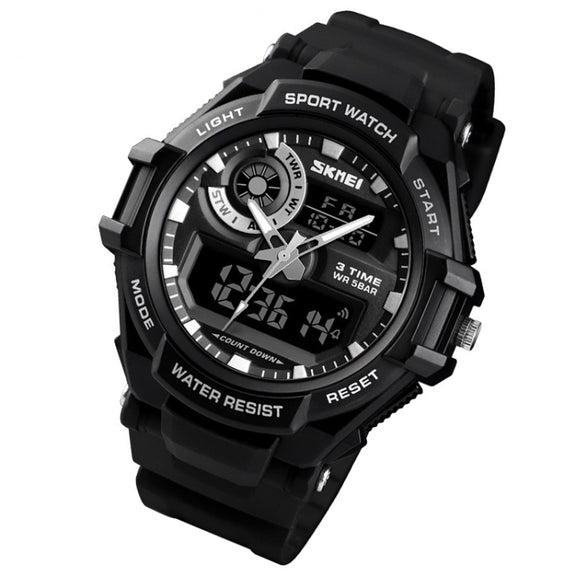 SKMEI 1357 Mens Multifunctional Sports Digital Watch Student Water-resistant Watch(Black)