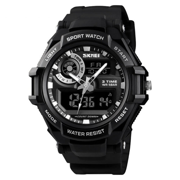 SKMEI 1357 Mens Multifunctional Sports Digital Watch Student Water-resistant Watch(Black)