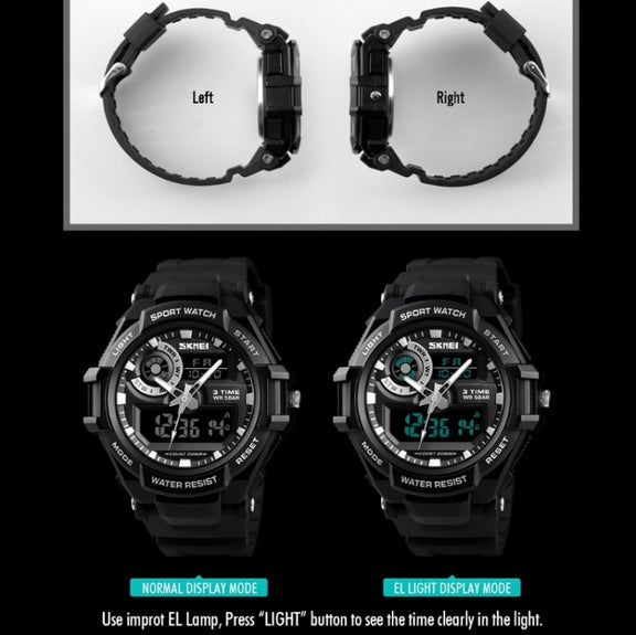 SKMEI 1357 Mens Multifunctional Sports Digital Watch Student Water-resistant Watch(Black)