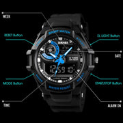 SKMEI 1357 Mens Multifunctional Sports Digital Watch Student Water-resistant Watch(Black)