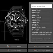 SKMEI 1357 Mens Multifunctional Sports Digital Watch Student Water-resistant Watch(Black)