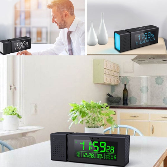 TS-P30 Multifunctional Night Light Alarm Digital Clock with FM Radio & Temperature / Humidity Display & IR Sensor Function(Black)