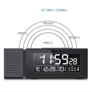 TS-P30 Multifunctional Night Light Alarm Digital Clock with FM Radio & Temperature / Humidity Display & IR Sensor Function(Black)