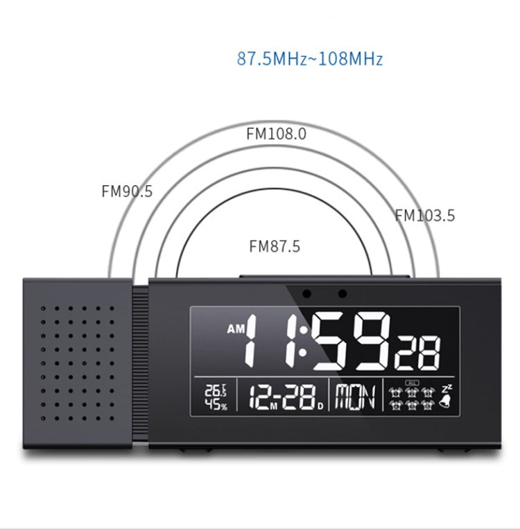 TS-P30 Multifunctional Night Light Alarm Digital Clock with FM Radio & Temperature / Humidity Display & IR Sensor Function(Black)