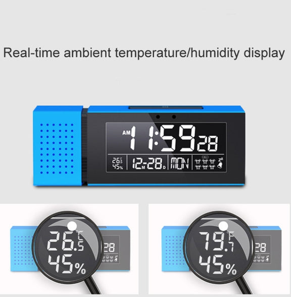 TS-P30 Multifunctional Night Light Alarm Digital Clock with FM Radio & Temperature / Humidity Display & IR Sensor Function(Black)