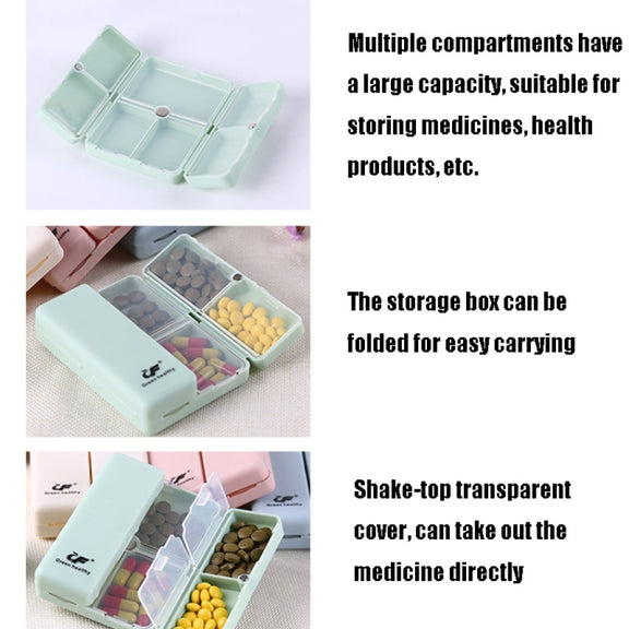Folding Portable Sealed and Dispensing Small Pill Box(Pink)