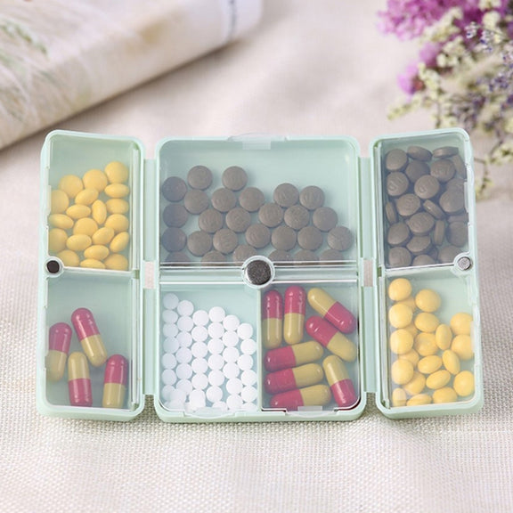 Folding Portable Sealed and Dispensing Small Pill Box(Pink)