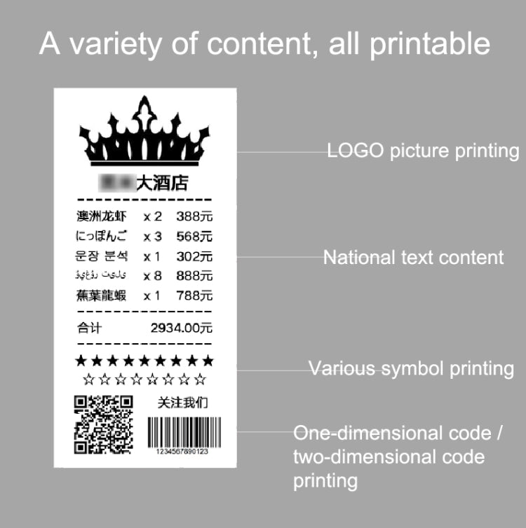 58HB6 Portable Bluetooth Thermal Printer Label Takeaway Receipt Machine, Supports Multi-Language & Symbol/Picture Printing, Model: US Plug (English)