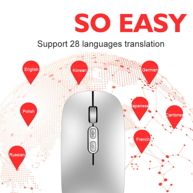 M103 1600DPI 5 Keys 2.4G Wireless Mouse Charging Ai Intelligent Voice Office Mouse, Support 28 Languages(Silver)