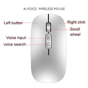 M103 1600DPI 5 Keys 2.4G Wireless Mouse Charging Ai Intelligent Voice Office Mouse, Support 28 Languages(Gray)