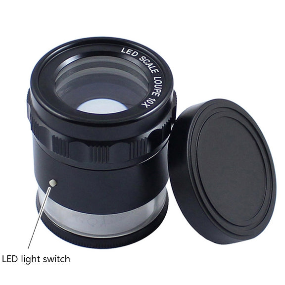 8 LED Lights 3 Groups Of Optical Glass HD With Scale 10 Times Magnifying Glass, Specification: Cross Scale Board