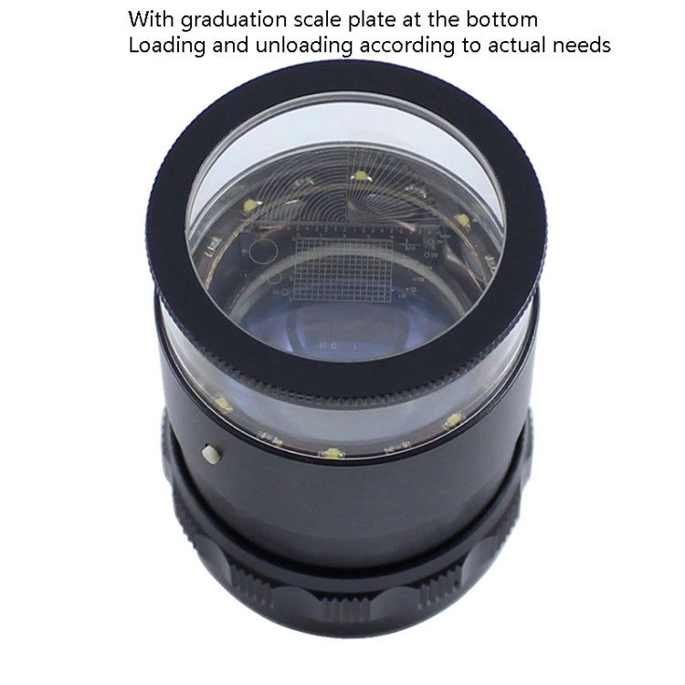8 LED Lights 3 Groups Of Optical Glass HD With Scale 10 Times Magnifying Glass, Specification: Cross Scale Board