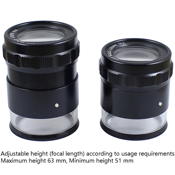 8 LED Lights 3 Groups Of Optical Glass HD With Scale 10 Times Magnifying Glass, Specification: Cross Scale Board