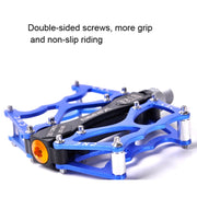 Bicycle Pedal Mountain Bike Aluminum Alloy Palin Pedal Non-Slip Bearing Pedal(901 Blue)