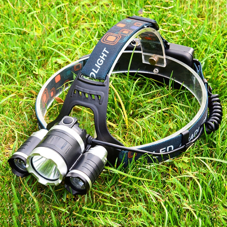 Strong Light Long-Range Rechargeable Three-Head Lamp Outdoor Fishing Lamp Led Head-Mounted Flashlight (1T6 x 2XPE 2 Batteries) - Headlamp by PMC Jewellery | Online Shopping South Africa | PMC Jewellery | Buy Now Pay Later Mobicred