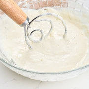 2 PCS 13 Inch Oak Handle Flour Mixer Dough Stainless Steel Mixing Rod Coil Whisk Single Circle Agitator