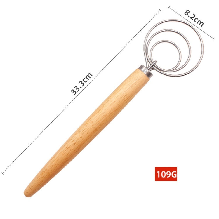 2 PCS 13 Inch Oak Handle Flour Mixer Dough Stainless Steel Mixing Rod Coil Whisk Three Circle Agitator - free shipping - PMC TechLife - Order now!