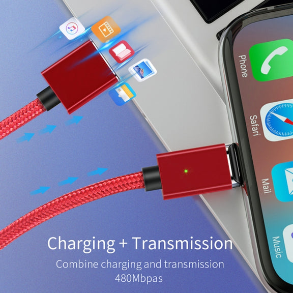 2 PCS ESSAGER Smartphone Fast Charging and Data Transmission Magnetic Cable with 8 Pin Magnetic Head, Cable Length: 1m(Red)