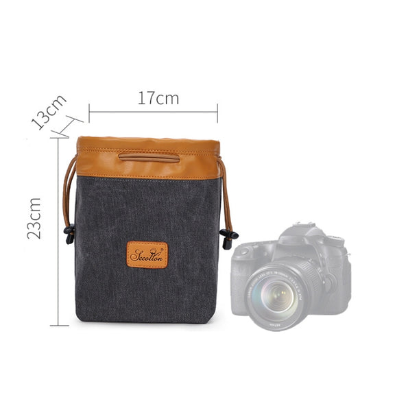 S.C.COTTON Liner Bag Water-resistant Digital Protection Portable SLR Lens Bag Micro Single Camera Bag Photography Bag, Colour: Carbon Black L