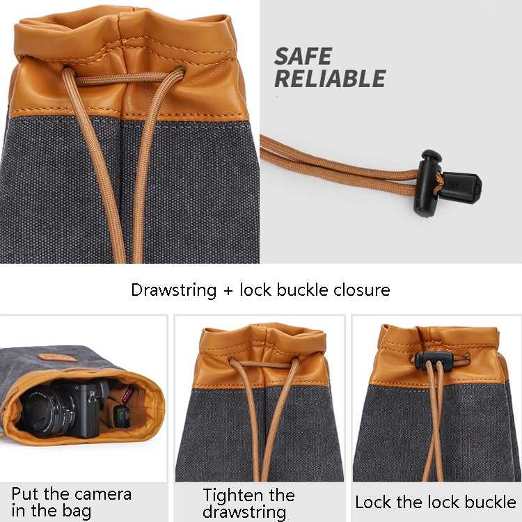S.C.COTTON Liner Bag Waterproof Digital Protection Portable SLR Lens Bag Micro Single Camera Bag Photography Bag, Colour: Carbon Black M - Lens Bag by PMC TechLife | Online Shopping South Africa | PMC TechLife | Buy Now Pay Later Mobicred
