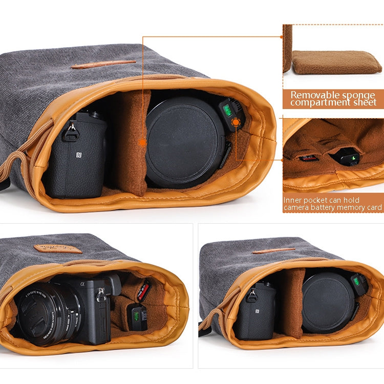 S.C.COTTON Liner Bag Waterproof Digital Protection Portable SLR Lens Bag Micro Single Camera Bag Photography Bag, Colour: Carbon Black M - Lens Bag by PMC TechLife | Online Shopping South Africa | PMC TechLife | Buy Now Pay Later Mobicred