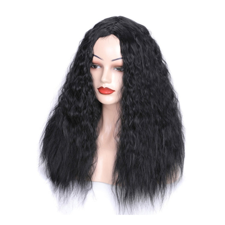 Matte Realistic Corn Perm Long Curly Hair Woolen Volume Wig Headgear(Black) - free shipping - PMC TechLife - Order now!