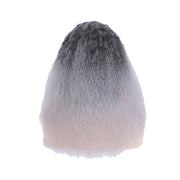 Matte Realistic Corn Perm Long Curly Hair Woolen Volume Wig Headgear(Black Gradient Milky Gray)