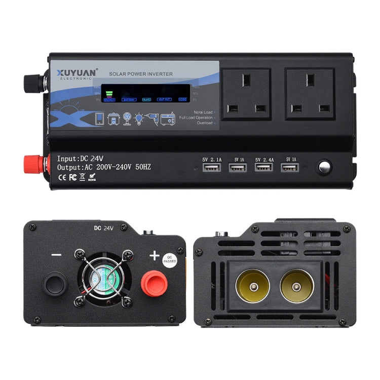 XUYUAN 6000W Car Inverter LED Colorful Atmosphere Light 4 USB Charging Converter, UK Plug, Specification: 24V-220V - Modified Square Wave by PMC TechLife | Online Shopping South Africa | PMC TechLife | Buy Now Pay Later Mobicred