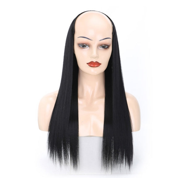 Wig Half Headgear Long Straight Hair U-Shaped Wig Headgear, Colour: 1.US-1B# Black