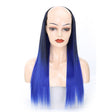 Wig Half Headgear Long Straight Hair U-Shaped Wig Headgear, Colour: 3. Black Gradient Sapphire Blue - free shipping - PMC TechLife - Order now!
