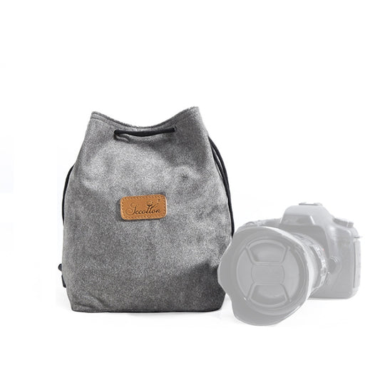 S.C.COTTON Liner Shockproof Digital Protection Portable SLR Lens Bag Micro Single Camera Bag Square Gray L - Lens Bag by S.C.COTTON | Online Shopping South Africa | PMC Jewellery | Buy Now Pay Later Mobicred