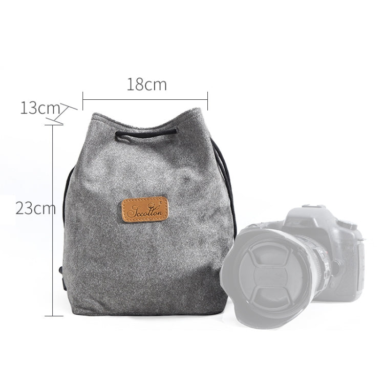 S.C.COTTON Liner Shockproof Digital Protection Portable SLR Lens Bag Micro Single Camera Bag Square Gray L - Lens Bag by S.C.COTTON | Online Shopping South Africa | PMC TechLife | Buy Now Pay Later Mobicred
