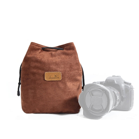 S.C.COTTON Liner Shockproof Digital Protection Portable SLR Lens Bag Micro Single Camera Bag Square Brown L - Lens Bag by S.C.COTTON | Online Shopping South Africa | PMC Jewellery | Buy Now Pay Later Mobicred