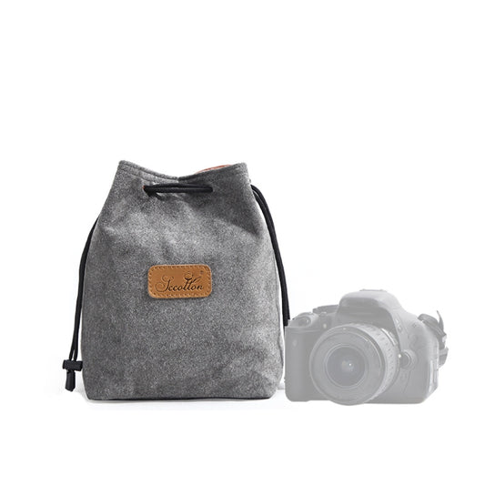 S.C.COTTON Liner Shockproof Digital Protection Portable SLR Lens Bag Micro Single Camera Bag Square Gray M - Lens Bag by S.C.COTTON | Online Shopping South Africa | PMC Jewellery | Buy Now Pay Later Mobicred