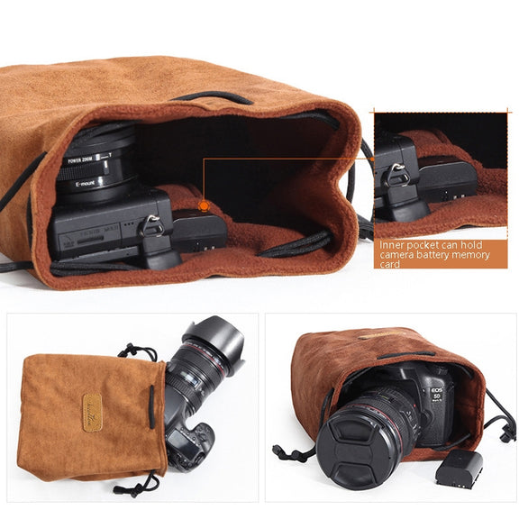 S.C.COTTON Liner Shockproof Digital Protection Portable SLR Lens Bag Micro Single Camera Bag Square Khaki S