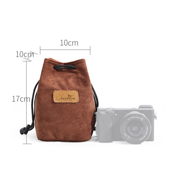 S.C.COTTON Liner Shockproof Digital Protection Portable SLR Lens Bag Micro Single Camera Bag Square Brown S