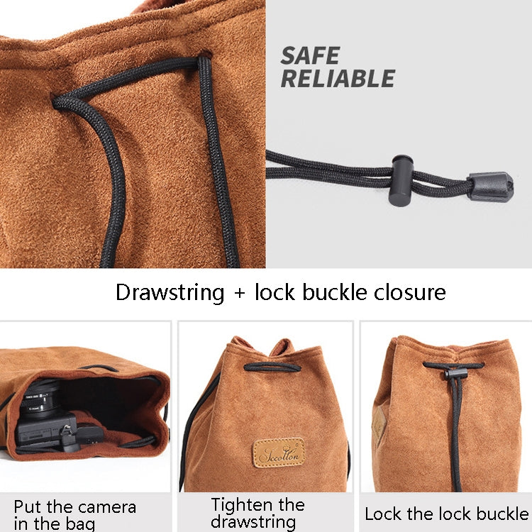 S.C.COTTON Liner Shockproof Digital Protection Portable SLR Lens Bag Micro Single Camera Bag Round Brown L - free shipping - PMC TechLife - Order now!