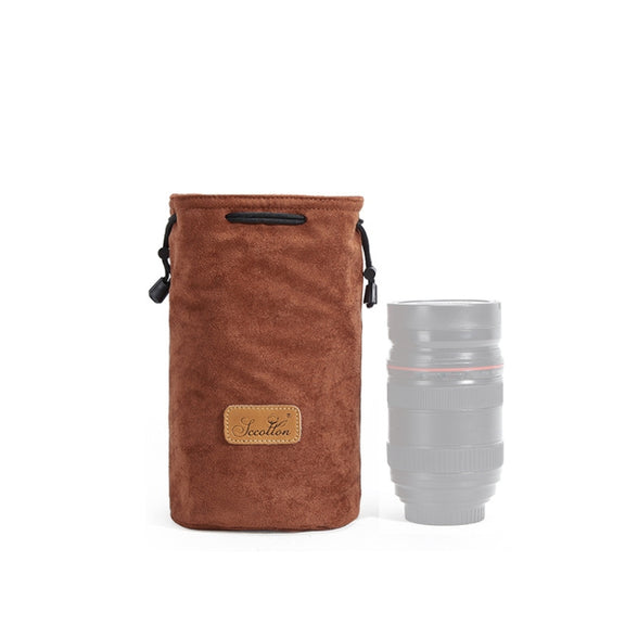 S.C.COTTON Liner Shockproof Digital Protection Portable SLR Lens Bag Micro Single Camera Bag Round Brown M