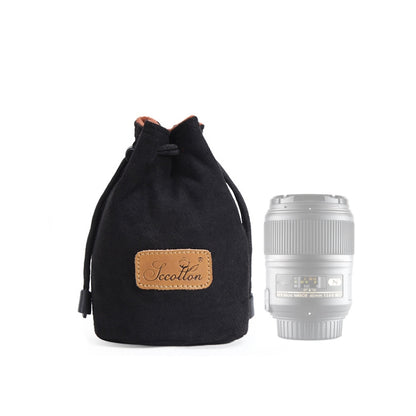 S.C.COTTON Liner Shockproof Digital Protection Portable SLR Lens Bag Micro Single Camera Bag Round Black S - free shipping - PMC Jewellery - Order now!