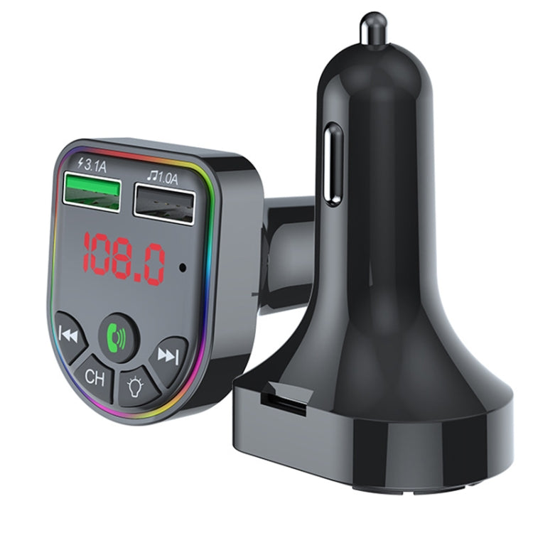 F5 Car FM Transmitter Bluetooth Hands-Free MP3 Music Player Colorful Atmosphere Light - Bluetooth Car Kits by PMC TechLife | Online Shopping South Africa | PMC TechLife | Buy Now Pay Later Mobicred