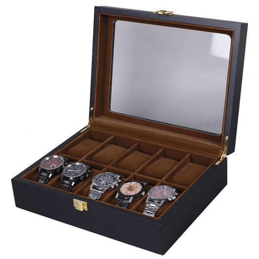 Wooden Baking Paint Watch Box Jewelry Storage Display Box(10-bit Black + Brown Matte) - free shipping - PMC Jewellery - Order now!