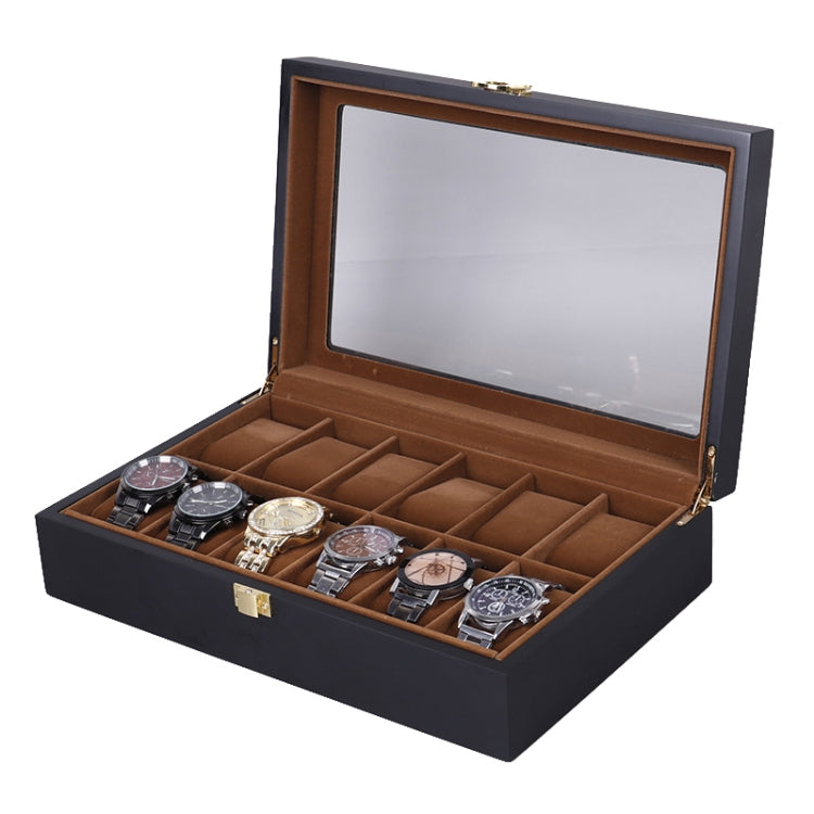 Wooden Baking Paint Watch Box Jewelry Storage Display Box(12-bit Black + Brown Matte) - free shipping - PMc TechLife - Order now!