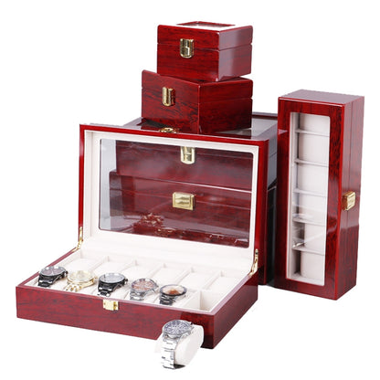 Wooden Baking Paint Watch Box Jewelry Storage Display Box(10-bit Black + Brown Matte) - free shipping - PMC Jewellery - Order now!