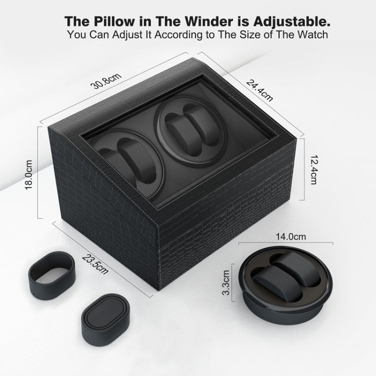 PU Leather 4+6 Double-Head Automatic Winding Motor Box Mechanical Watch Rotator, US Plug(Full Carbon Fiber)